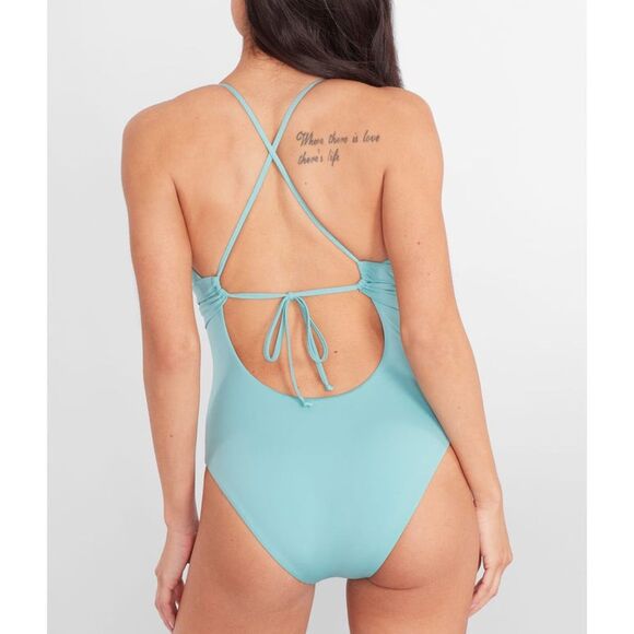 NWT BECCA by Rebecca Virtue Color Code Bristol Plunge One-Piece in Mineral Blue - Picture 5 of 14